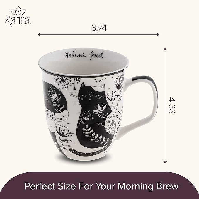 Karma Gifts 16 oz Black and White Boho Mug Cat - Cute Coffee and Tea Mug - Ceramic Coffee Mugs for Women and Men - Image 5