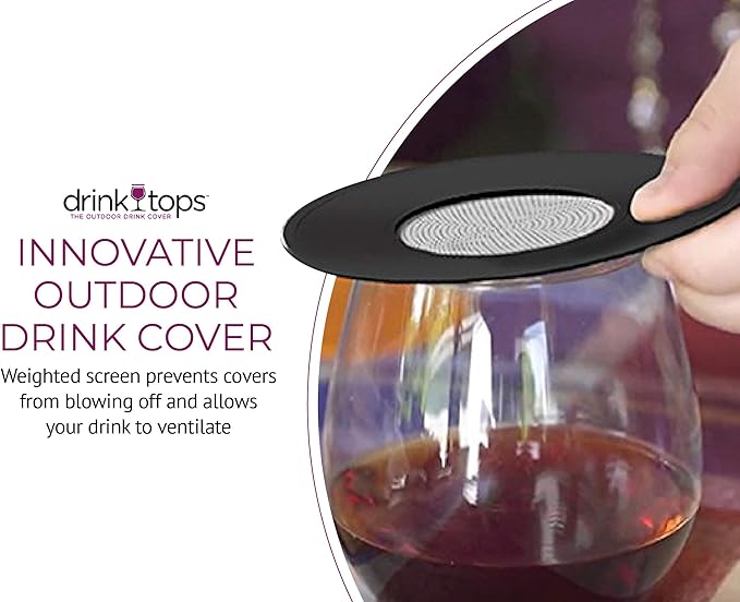 Silicone Wine Glass Covers - Ventilated, Allows Wine to Breathe - Outdoor, Keeps Particles Out - BPA Free - 4 Pack