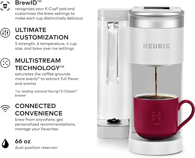 Keurig K-Supreme SMART Single Serve Coffee Maker With WiFi Compatibility, 4 Brew Sizes, And 66oz Removable Reservoir, Compatible with Alexa, White - Image 2