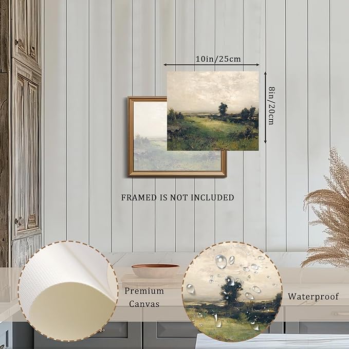 XOCUUI Vintage Landscape Unframed Canvas Wall Art, Vintage Rural Hill Prints, The Vast Grassland Classic Wall Prints Farmhouse Bathroom Office Decor - 11x14in - Image 6