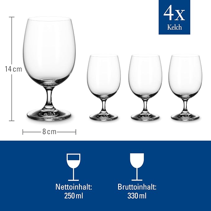 Villeroy & Boch La Divina Collection Water Goblet, Set of 4, Crystal Glass, 11 oz Capacity, Clear | Crystal glass water goblets, made in Europe, dishwasher safe, dress up water service for stylish occasions - Image 5