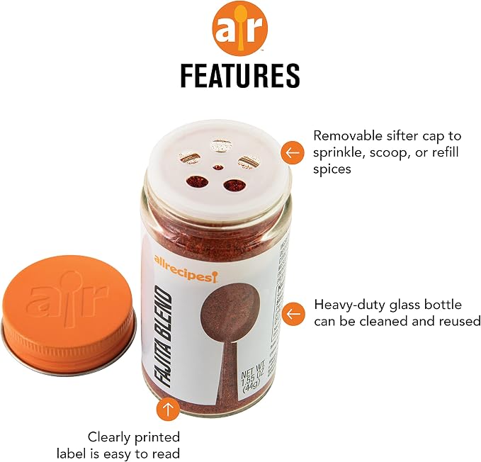 Allrecipes Taste of Mexico (Cilantro, Ground Cumin, Fajita Blend) in Glass Jars with Removable Sifter Caps for Sprinkling, Set of 3 - Image 5