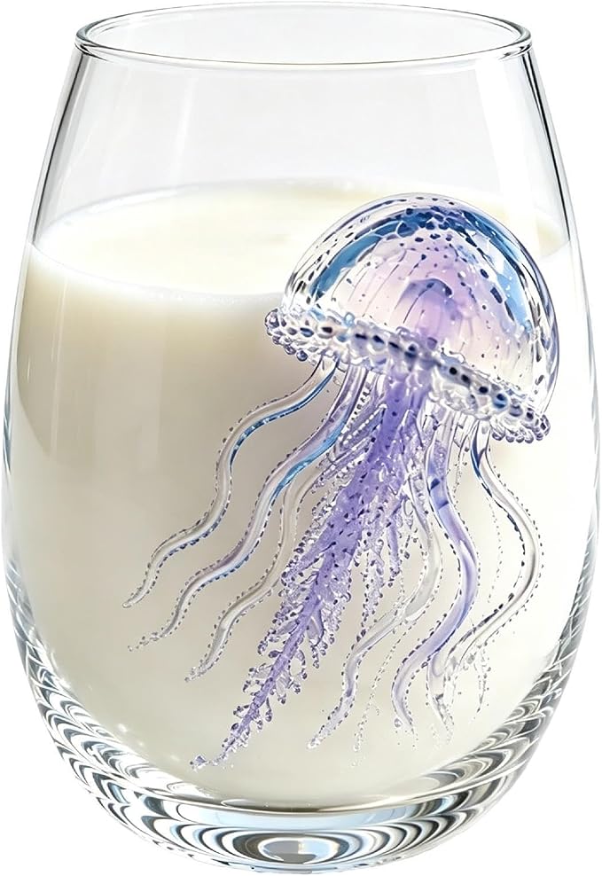 3D Octopus Glass Drinking Cup, Marine Animal Stemless Tumbler | Hand-Blown 3D Blue Ring Octopus Stemless Glass, Novelty Marine Life Drinking Tumbler, Beach Giftt by Unknown