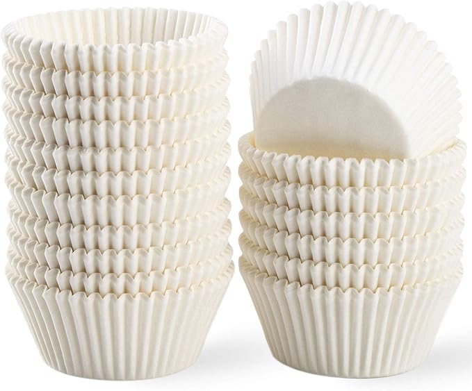 Caperci Standard White Cupcake Liners 500 Count, No Smell, Food Grade & Grease-Proof Baking Cups Paper by Caperci