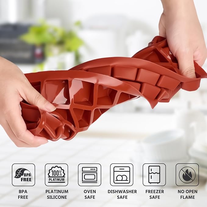 Puyeipt Mini Square Silicone Candy Molds, 2 Pack, 80 Cavities | Bite Size, Jello Molds, Mini Cube Molds for Caramel, Truffles, Ganache, Gummy, Chocolate, Ice Cube - Image 3