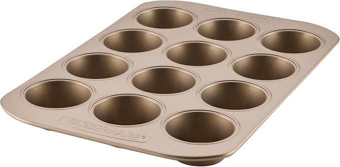 Farberware Bakeware Warp Resistant, Dishwasher Safe, 12-Cup Muffin Pan - Mocha by Farberware
