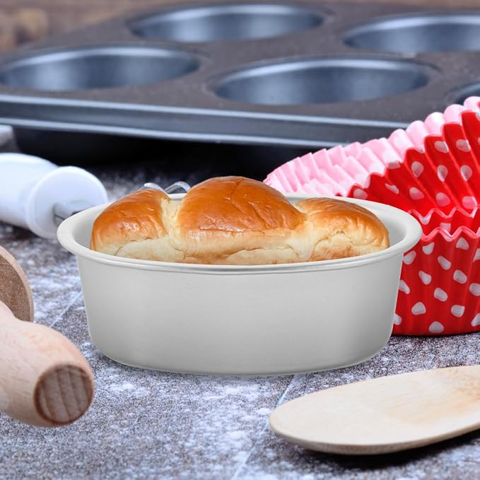 Luxshiny Nonstick Aluminum Alloy Oval Cake Pans Set of 4 4.21X3.26X1.33 Inch Baking Molds for Home Kitchen and Professional Bakery Use - Image 8