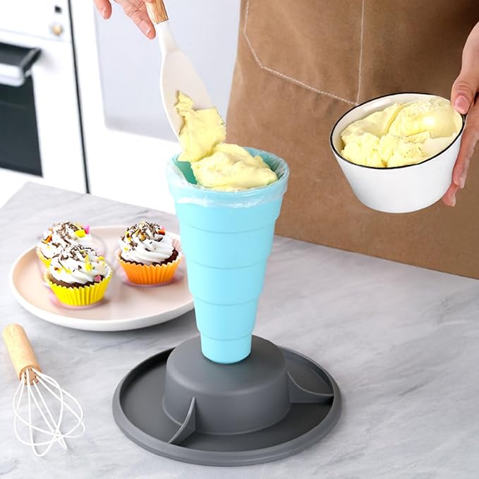 Piping Bag Holder Stand with Nonslip Storage Tray for Cake Decorating Foldable Baking Tool Kitchen Pastries Tool Organiz