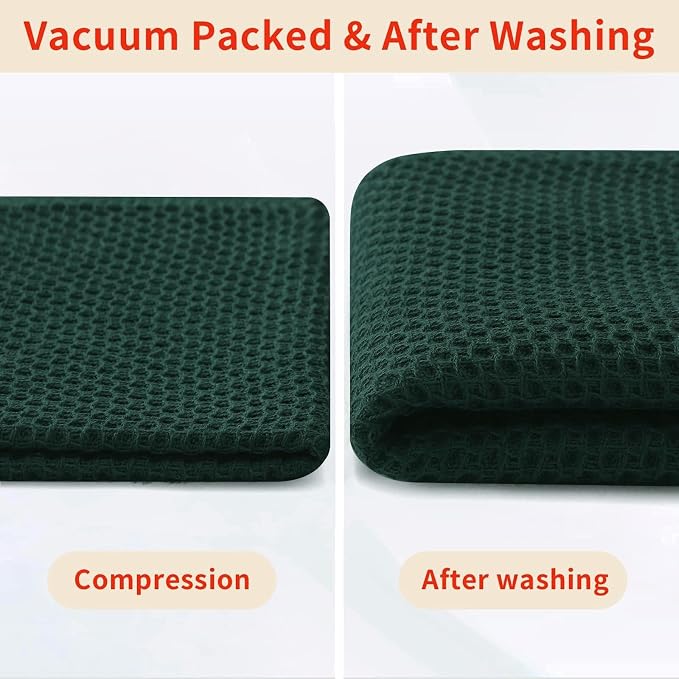 Homaxy 100% Cotton Waffle Weave Kitchen Dish Cloths 18-Pack, Blackish Green | 12 x 12 Inches, Ultra Soft Absorbent Dish Towels, Quick Drying Dish Rags with Hanging Loop - Image 8