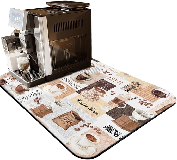 Coffee Mat,Coffee Bar Mats for Countertop Accessories,Silicone Mat | Dish Drying Mats for Kitchen Counter Waterproof(19''x12'') by Unknown