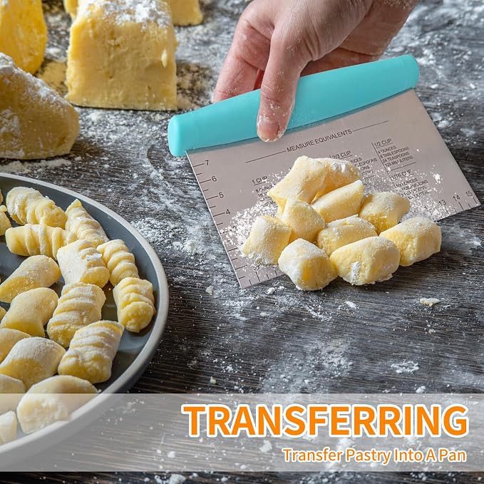 ALLTOP Bench Scraper & Chopper for Kitchen - Ideal Baking Essential Utensil,Stainless Steel Pastry/Dough/Food Cutter Tool for Cake Pizza Bread,Cooking - 1 Pack,Blue - Image 6