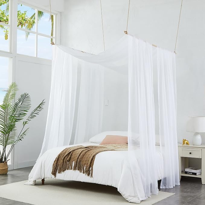 Warm Home Designs 55 x 144 White Sheer Window Scarf. AM White 144" | Sheer Window Scarves Valances are Great As Wedding Arch Draping Fabric, Bed Canopy Or for Decorative Project. - Image 5