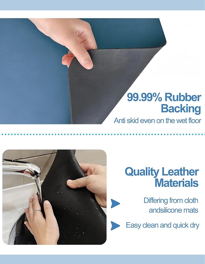 Dish Drying Mat for Kitchen Counter, 12"x19" Pad with Rubber Backed (Blue) | Hide Stain Anti Absorbent for Kitchen Counter, Non-slip Drying Mat for Coffee Machine Dish Rack - Image 5