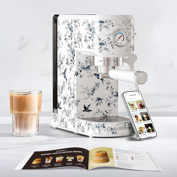 CASABREWS CM5418 Espresso Machine, Espresso Coffee Maker with Milk Frother | Stainless Steel, 20-Bar Pump, Built-in Pressure Gauge, Powerful Steam Wand for Cappuccino Latte for Home, 34oz Water Tank - Image 8