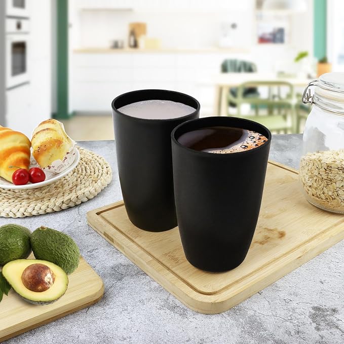 20 OZ Wheat Straw Cups SetS of 6, Unbreakable Drinking Cup, Alternative to Plastic Cups Reusable, Microwave & Dishwasher Safe Big Cup, Large Drinking Glasses for Kitchen, Party (Black) - Image 8