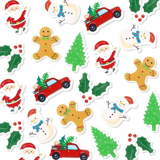 42PCS Edible Christmas Cupcake Toppers - Wafer Paper Santa Claus、Tree、Snowman、Gingerbread Man、Picks Merry Christmas Theme Holiday Baby Shower Birthday Party Cake Decorations Supplies - Image 2