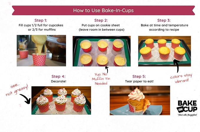 Paper Baking Cups (Polka Dots), Greaseproof Disposable Cupcake Liners (Orange, Large Cups (50-Pack)) - Image 4