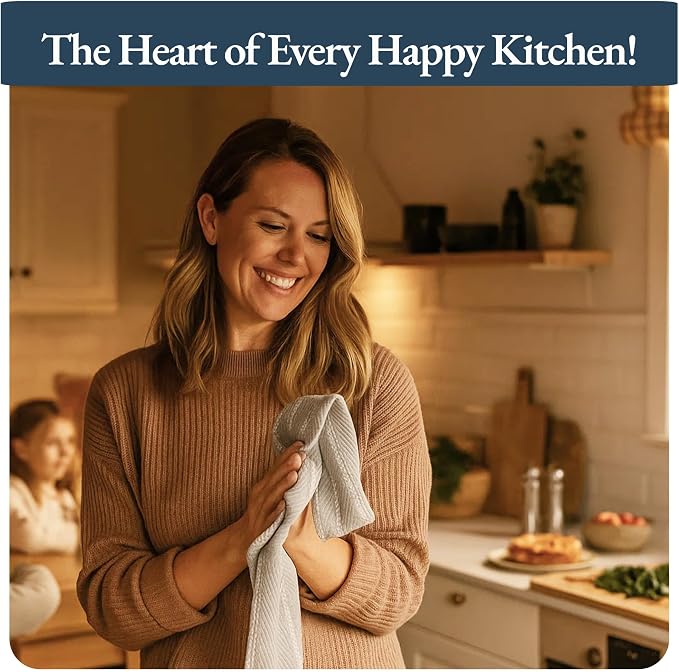 LANE LINEN Kitchen Towels Set - Pack of 4 Cotton Dish Towels for Drying Dishes, 18”x 28”, Absorbent Tea Towels, Quick Drying Kitchen Towel Set - Grey - Image 6
