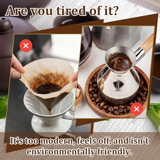 Reusable Cloth Coffee Filter with Wooden Handle Washable Flannel Cloth Coffees Sock Filter More Sense of Ritual Handmade Tea Strainer Clothes Filters Bag for Coffees Lovers Home Office Use