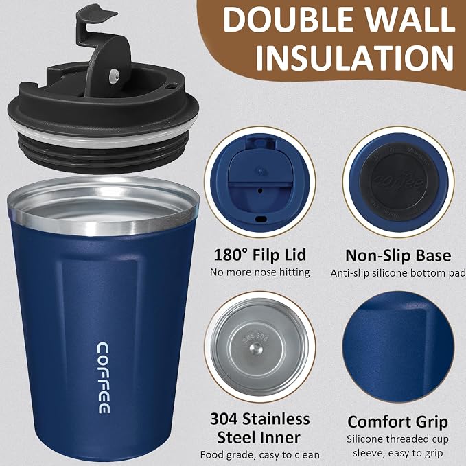 4 Pack Travel Coffee Mug 17oz Insulated Coffee Cup with Lid, Reusable Thermal Coffee Cup Stainless Steel Coffee Tumbler to Keep Hot & Cold Drinks for Car, Daily, Travel and Gifts, Multicolor - Image 3