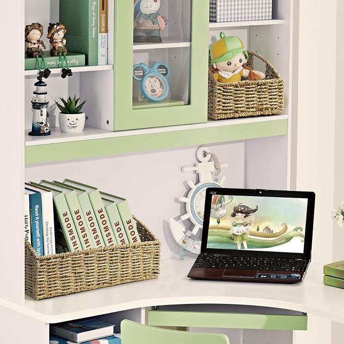 Pantry Baskets Organization, Wicker Storage Basket Green | Handwoven Pantry Organizers and Storage with Built-in Handles, Laundryroom Organization Storage Bins for Snack Cans - Image 6