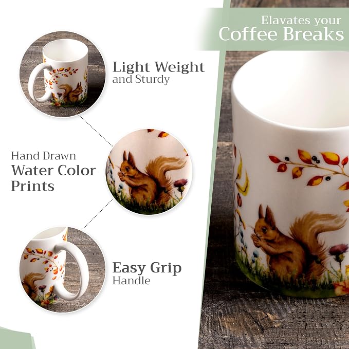Maison d' Hermine Coffee Mug with Handles Tea Cups (15 Ounce, Pack of 1) | Fine Bone China Coffee Mugs for Hot Beverages Cappuccino Latte Home Restaurant Hotel Spring Summer -Sous-Bois - Sous-Bois - Image 5