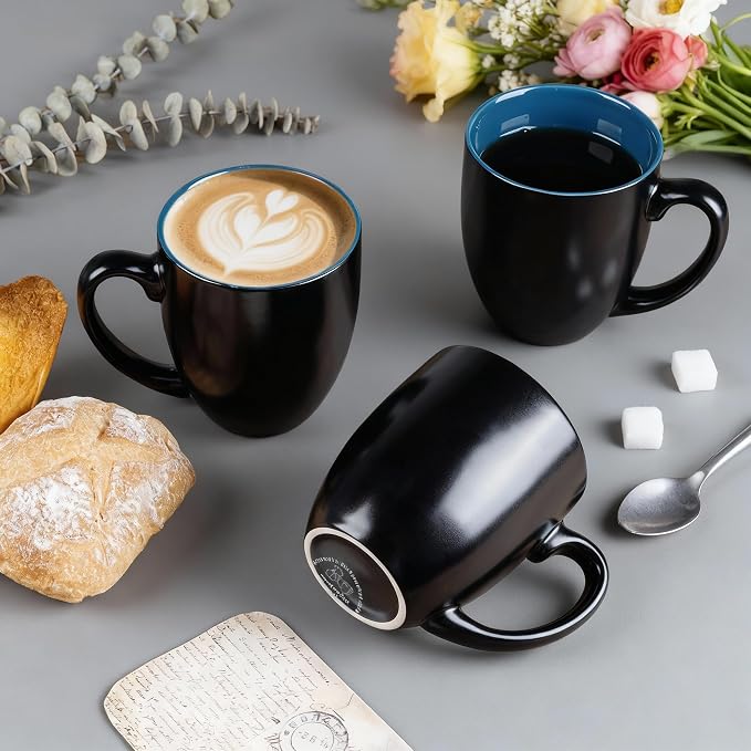 GBhome 12oz Coffee Mugs Set of 6, Large Ceramic Coffee Mugs for Man, Woman, Dad, Mom, Modern Coffee Mugs Set with handle for Tea/Latte/Cappuccino/Milk/Cocoa. Dishwasher&Microwave Safe,Blue - Image 4