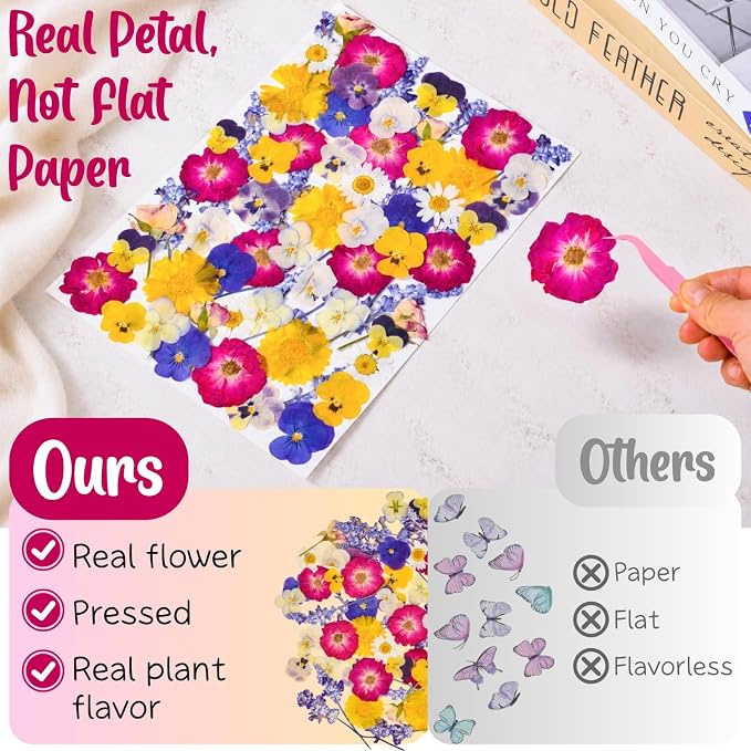 70-Piece Edible Pressed Flowers, 11-Kind Cake Topper and Cocktail Mix | Food-grade Flowers, viola, rose, lavender, calendula and daisy for cocktails, desserts, garnishes and crafts. - Image 6
