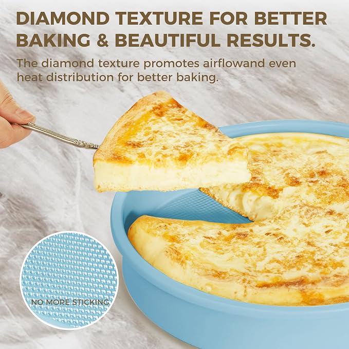 Ceramic Nonstick 9” Round Cake Pans, Heavy-Duty Aluminized Steel | Non-Toxic 9 Inch Round Cake with Diamond Texture, Cake Pans 9 Inch Round for Baking Cheesecake, Cream, 2-Pack - Image 5