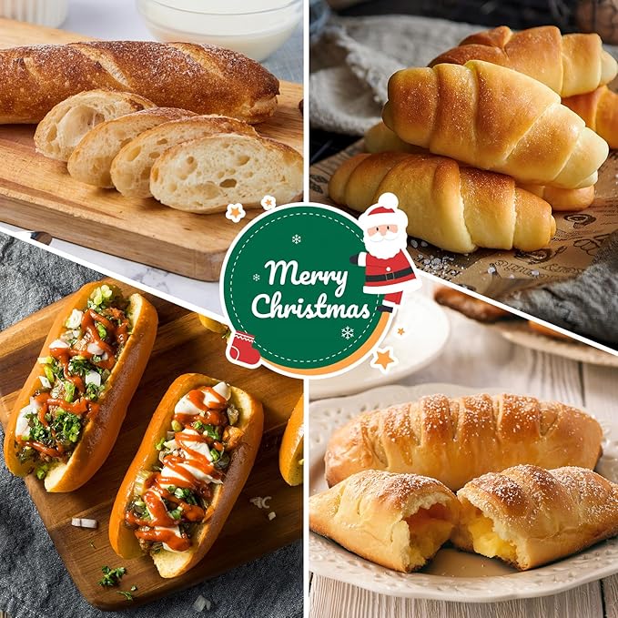Silicone Bread Loaf Pan, Nonstick Sourdough Loaf Pan & Heat Resistant Baguette Bread Pan, Silicone Molds for Baking Hoagie Rolls, Hot Dog Bun (Grey-Hot Dog)
