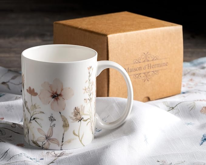 Maison d' Hermine Coffee Mug with Handles Tea Cups (12 Ounce, Pack of 1) | Fine Bone China Coffee Mugs for Hot Beverages Cappuccino Latte Home Hotel Spring Summer -Ice Florals - Romantic Morning - Image 9