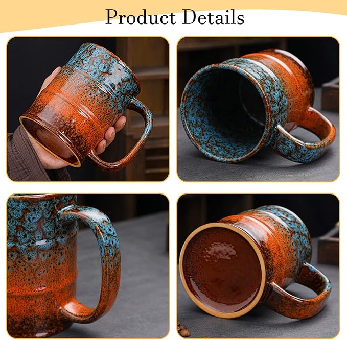 Coffee Mug,20 Oz Coffee Cups Ceramic Tea Cup Large Coffee Mug for Office and Home - Dishwasher and Microwave Safe Novelty Coffee Mug(4,Multicolour-4pcs) - Image 4