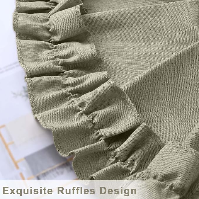 Likiyol Linen Valances for Windows Farmhouse Window Valances with Ruffle Rustic Country Light Filtering Kitchen Valance Curtains Rod Pocket Valance for Bathroom Cafe, Grey Brown, 52" W X 18" L - Image 6