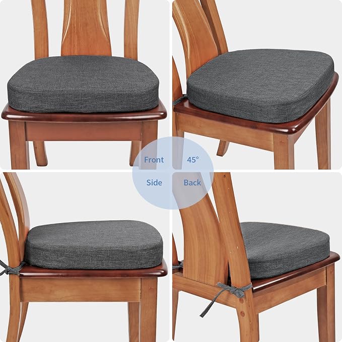 BUYUE Thickened 2.5" Dining Chair Cushions Set of 4, U-Shape High Density Foam Comfortable Chair Pads for Kitchen, Slip Resistant Indoor Seat Cushions (4 PCS, Dark Gray) - Image 4