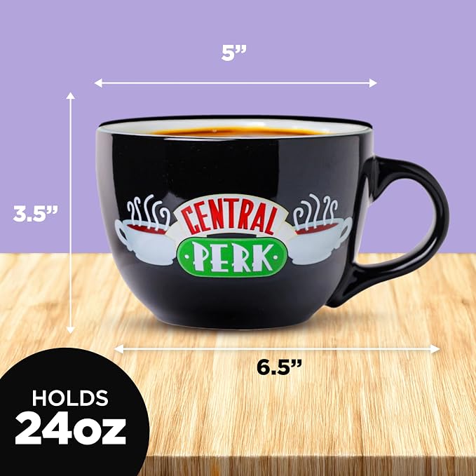 Silver Buffalo FRIENDS Central Perk Black Ceramic Mug Oversized for Coffee, Soup, 24 Ounces | Oversized for Coffee, Cup, Black, 0.71 Liters - Image 2