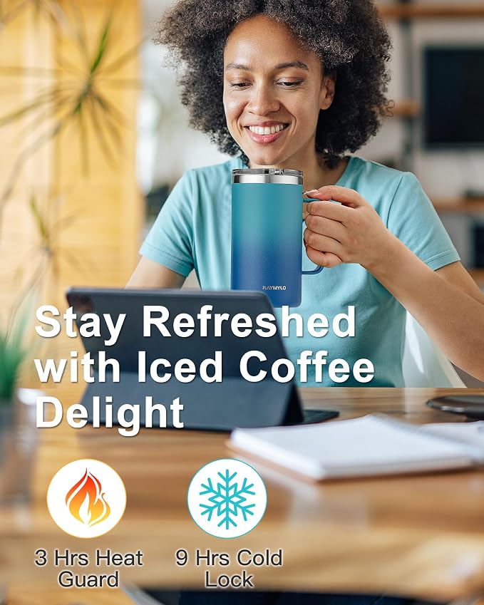 RAYMYLO Insulated Coffee Mug 24 oz, Spill-Proof & Detachable Slider Lid | Double Wall Stainless Steel with Thorough Clean Lid & Handle, Cold for 9 Hrs, Suitable for Camp Home Office - Image 4