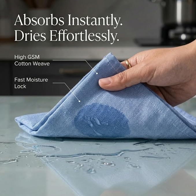 Urban Villa Kitchen Towels Cotton Dish Towels 20”x30” (Set of 6) Blue/White - Image 2