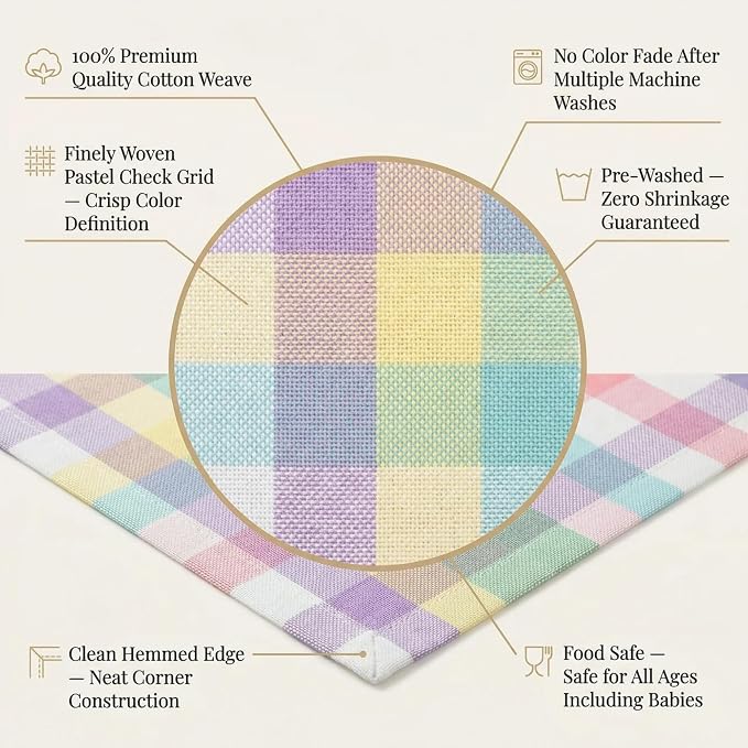 Urban Villa Tablecloth Cotton Tabletop 52x70 (4-6 Seats) Easter Checks - Image 5