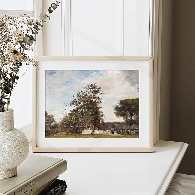 XOCUUI Vintage Cottage Wall Art, Summer Country Landscape Print - Farmhouse Art Poster - Cottage Oil Painting, 8" X 10" Unframed Canvas Prints, Farmhouse Kitchen Office Bathroom Art Wall Decor - Image 2