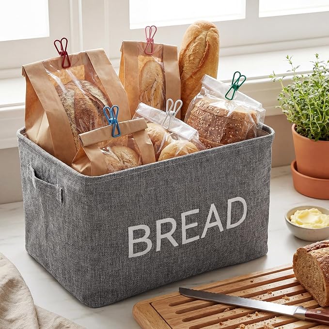 17 Pcs Bread Basket Sets, Bread Storage Bin for Pantry Shelves with 16 Pcs 2 Inch Chip Clips, Kitchen Basket Organizer for Home, Chips, Popcorn, Candy, Pretzels - Image 3