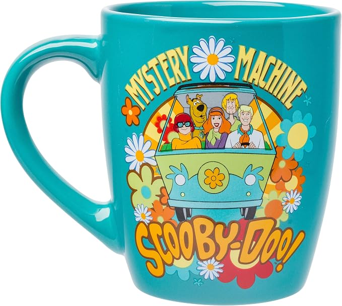 Silver Buffalo Scooby Doo Group Mystery Machine Flowers, Ceramic Mug, 25oz | Jumbo Curved, 0.74 Liters - Image 2