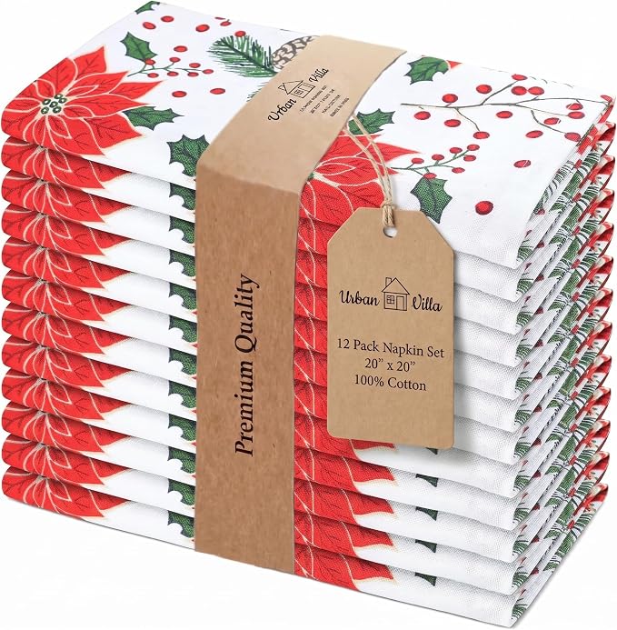 Urban Villa Cloth Napkins Cotton 20x20 (Set of 12) Pinecone by CottonTrends