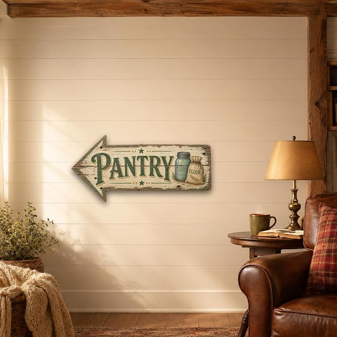 Pantry Left-Pointing Arrow Sign — Die-Cut Metal Directional Wall Decor | barnwood look, rustic, durable print, ready to hang - Image 5