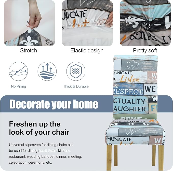 Dining Chair Covers, Stretch Seat Covers, Washable Furniture Protector | 4 Pack, Washable, Stretch Fit, Soft, Non Slip, Dining Chair Covers, Seat Protector, Furniture Cover,Easy Clean - Image 3