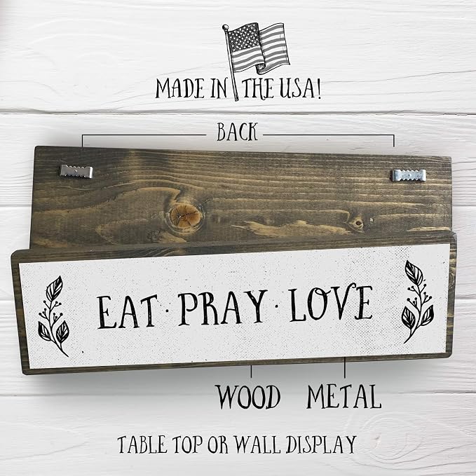 Kitchen Wood Signs (Medium - Wood And Metal, Eat Pray Love) - Image 2