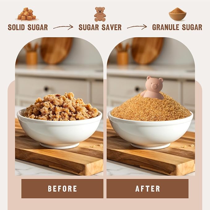 Brown Sugar Bear Keeper – 3D Terracotta Clay Sugar Saver Softener, Reusable Moisture Stone for Brown Sugar, Cookies, Marshmallows, Herbs, Baking & Kitchen Storage - Image 7