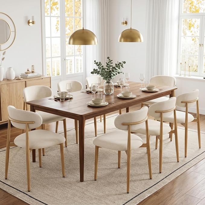 UVV Dining Chairs Set of 8, Metal Kitchen Chairs with Modern Fabric Upholstered for Dining Room, Beige by UVVLivetheQualityLife