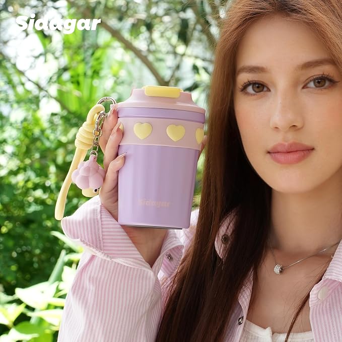 SDGA+ 12 oz Travel Coffee Mug Spill Proof Leak Proof, Stainless Steel Thermal Coffee Cup with Lid, Resuable Cup for Hot and Cold, Portable Tumbler for Women, Lavender Honey - Image 9