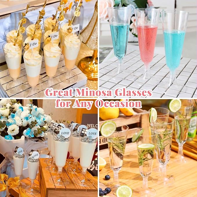 SUREHOME Plastic Champagne Flutes 40 Pack Disposable Champagne Glasses 5oz Clear Plastic Mimosa Glasses Wedding Cocktail Cups Bulk for New Years Eve Party Supplies 2026 Engagement Birthday Decorations - Image 7