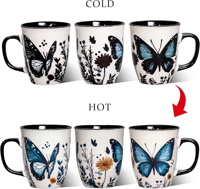 Butterfly Mug - Ceramic Heat Sensitive Tea Cup, 16oz Cute Magic Coffee Mugs, Butterfly Gifts for Women, Mothers' Day & Easter Gift Idea - Image 5
